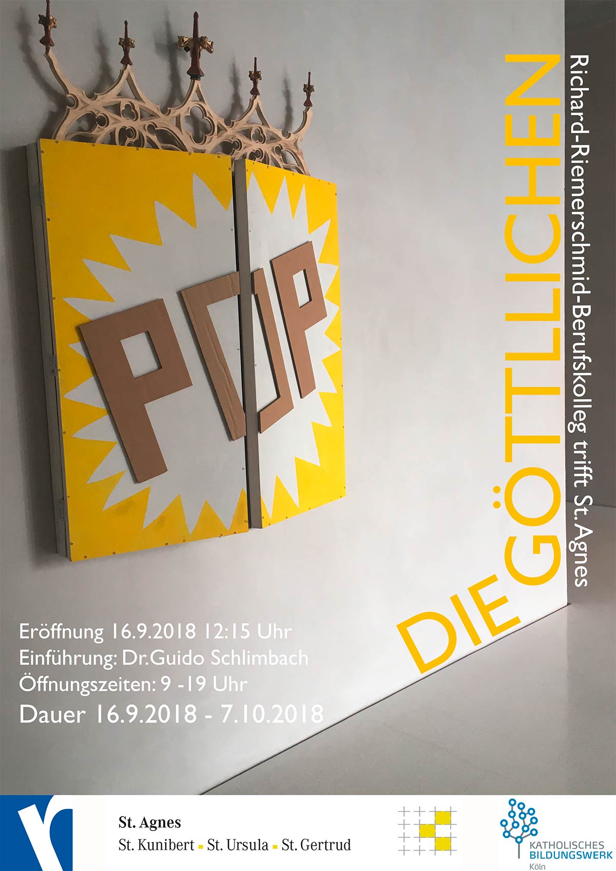 Ausstellungsplakat »Die Göttlichen - Das Richard-Riemerschmid-Berufskolleg trifft St. Agnes«