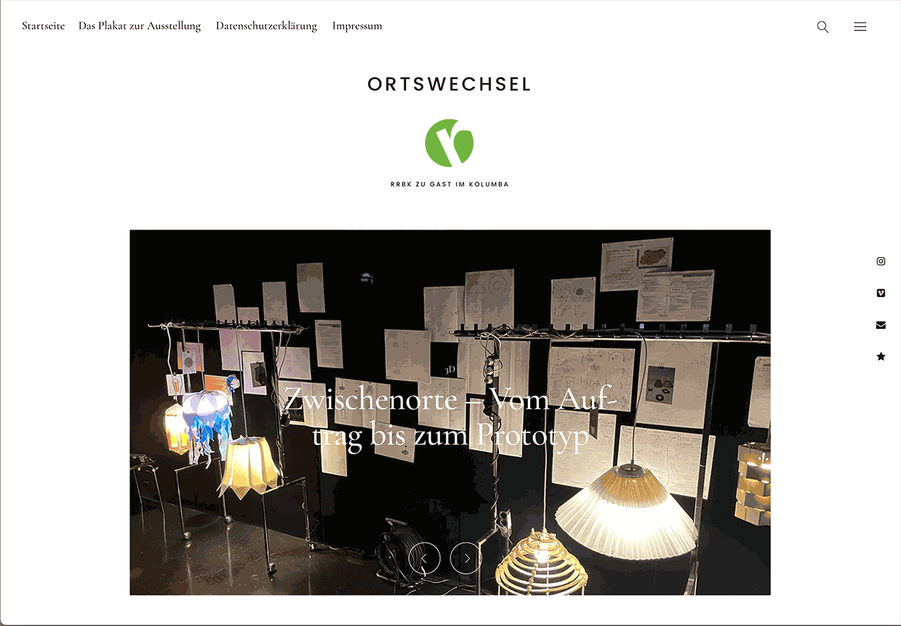 Startseite der Webseite kolumba.rrbk.koeln zur Ausstellung