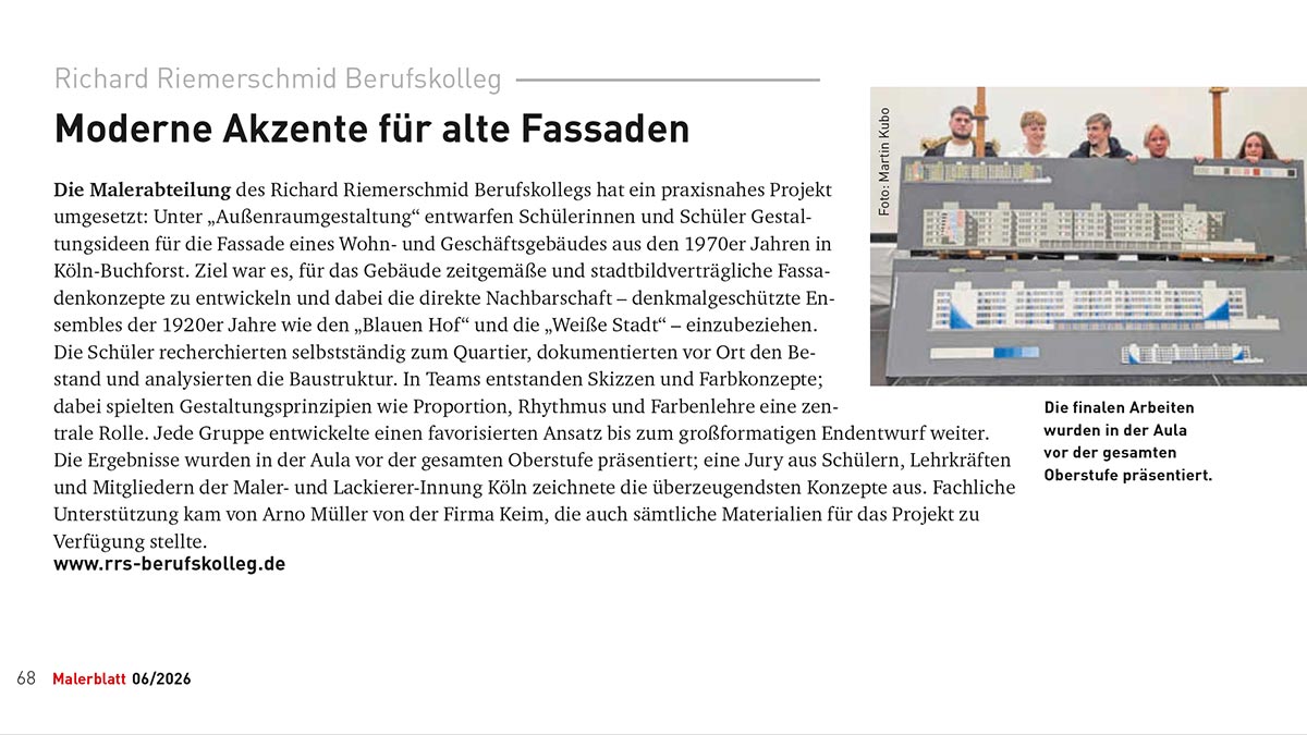 Beitrag im »Malerblatt«: Moderne Akzente für alte Fassaden